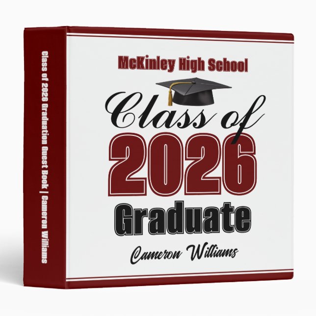 Maroon Class of 2026 Graduation Photo Album Binder (Front/Spine)