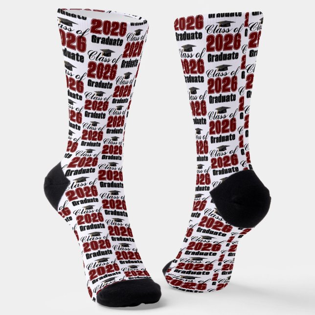 Maroon Class of 2026 Graduation Socks (Angled)