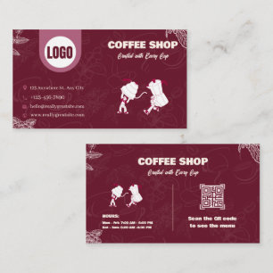 Maroon Coffee Shop Business Card