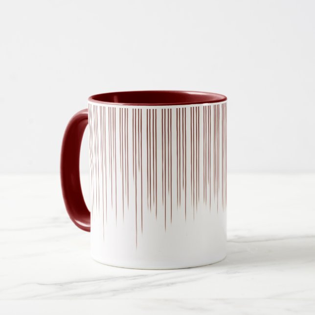 Maroon Coffee Stylish Stripe Pattern Mug (Front Left)