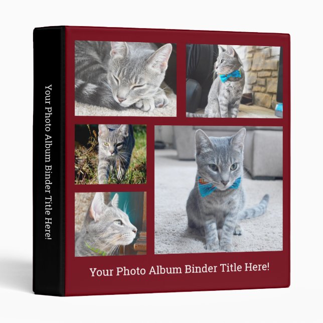 Maroon Create Your Own Collage Personalized Photo Binder (Front/Spine)