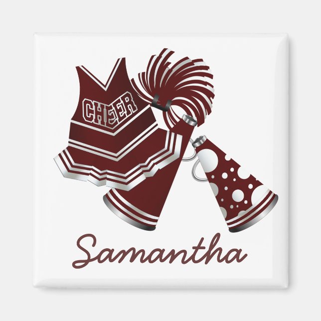 Maroon Custom Cheerleader Magnet (Front)