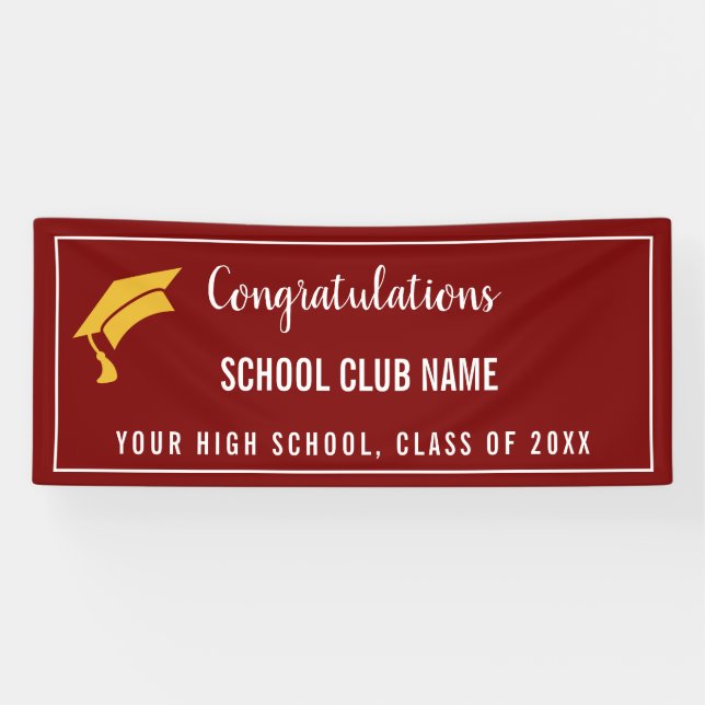 Maroon Custom Club Graduation Banner (Horizontal)