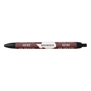 Maroon Custom Text Texas Map Outline Howdy Texan Black Ink Pen