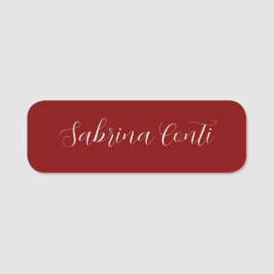Maroon Dark Red Professional Calligraphy Add Name Tag