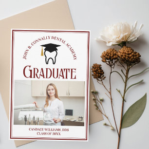 Maroon Dental School Photo Custom Graduation Announcement