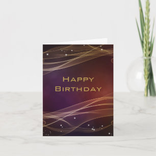 Maroon Design with Gold Accents Happy Birthday Card