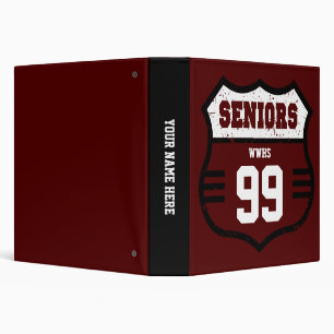 Maroon Distressed Seniors Road Sign Binder