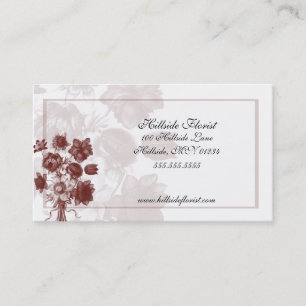 Maroon Elegant Fleuriste Cartes de visite