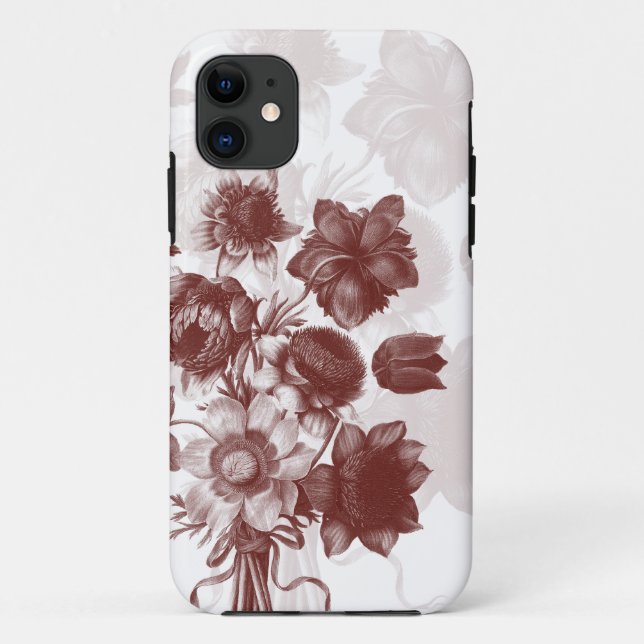 Maroon Elegant Flower Bouquet Custom iphone 5 Case (Back)