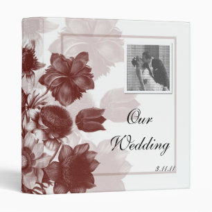 Maroon Elegant Flower Wedding Photo Album Binder