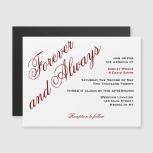 Maroon Elegant Script Magnet Wedding Invitation