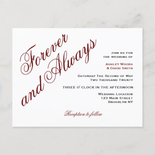 Maroon Elegant Script Wedding Postcard