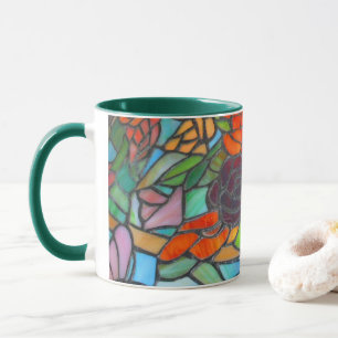 Maroon en verre tendu Rose floral Mug de café