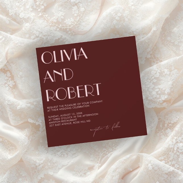 Maroon et faire-part de mariage esthétique rose pâ (Créateur téléchargé)