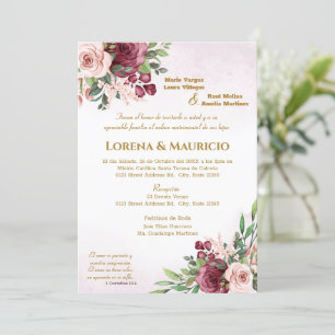 Maroon et Faire-part de mariage rose vif