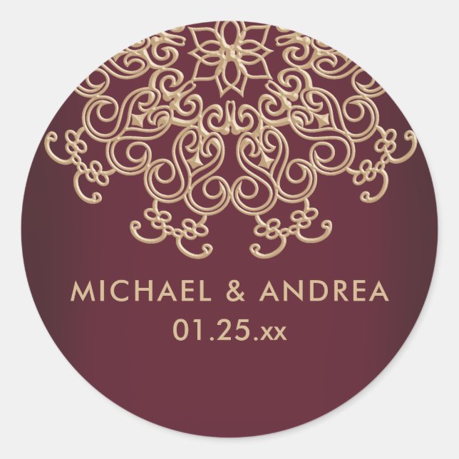 MAROON ET GOLD INDIAN INSPIRÉ ÉTIQUETTE (Devant)