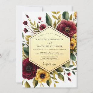 Maroon Floral Autumn Romance Wedding Invitation