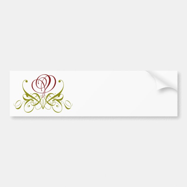 Maroon Flourish Rose Bumper Sticker (Front)