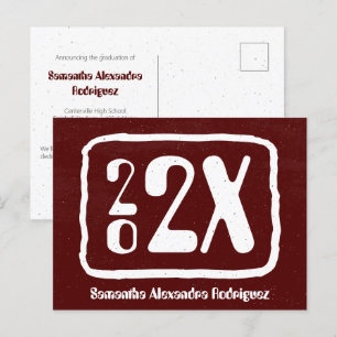 Maroon Funky Class Année Graduation Carte postale