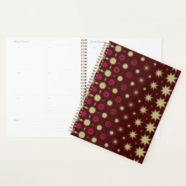 Maroon Geometric design planner (Devant avec enveloppe)