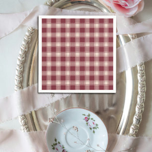  Maroon Gingham Fall Autumn Napkin