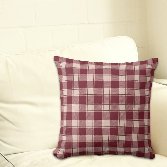  Maroon Gingham Fall Autumn Throw Pillow (Creator Uploaded)