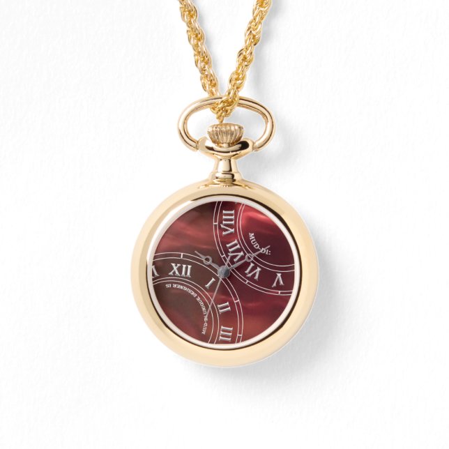 Maroon Glass RN Pocket Watch (Front)