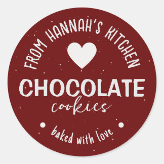 Maroon Glitter Background Baked With Love Classic Round Sticker