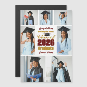 Maroon Gold 2026 Photo Collage Graduation Magnet