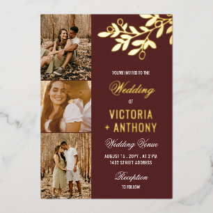 Maroon Gold Berry Twig 3 Photos Wedding