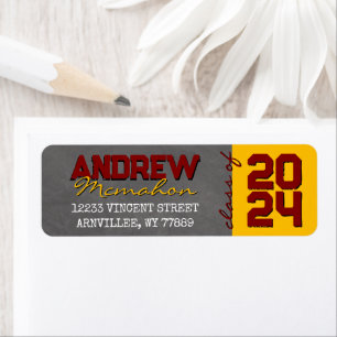 Maroon Gold Chalkboard Graduation Return Address