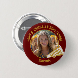Maroon Gold Cheerleader Photo High School Spirit 2 Inch Round Button