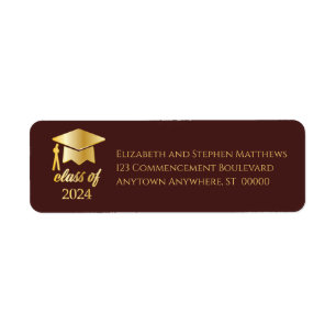 Maroon   Gold Class of 2024 Graduation Cap Label