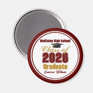Maroon Gold Class of 2026 Graduation Keepsake Magnet