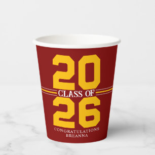 Maroon & Gold Class of Personalized Graduation Paper Cups
