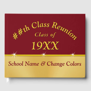 Maroon Gold Class Reunion Guest Book, Your COLORS Book