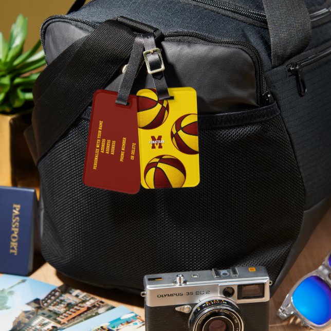 maroon gold club team colours basketball  luggage tag (Front & Back)