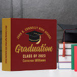 Maroon Gold Custom 2025 Graduation Photo Album Binder<br><div class="desc">This modern maroon and gold custom senior graduation photo album features your high school or college name for the class of 2025. Customize with your graduating year under the chic handwritten script and black grad cap for a great personalized graduate binder keepsake gift. Fill with your photos or memorabilia.</div>