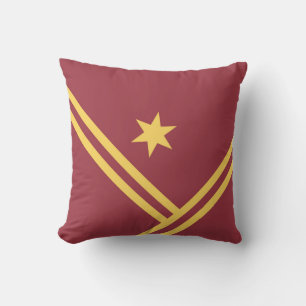 Maroon Gold Diagonal Stripes Star Modern Graphic Throw Pillow