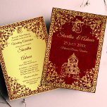 Maroon gold elephant Indian brides luxury wedding Invitation<br><div class="desc">Luxury maroon and gold ornate Indian wedding elephant with a bride Indian wedding invitation template instant digital download</div>