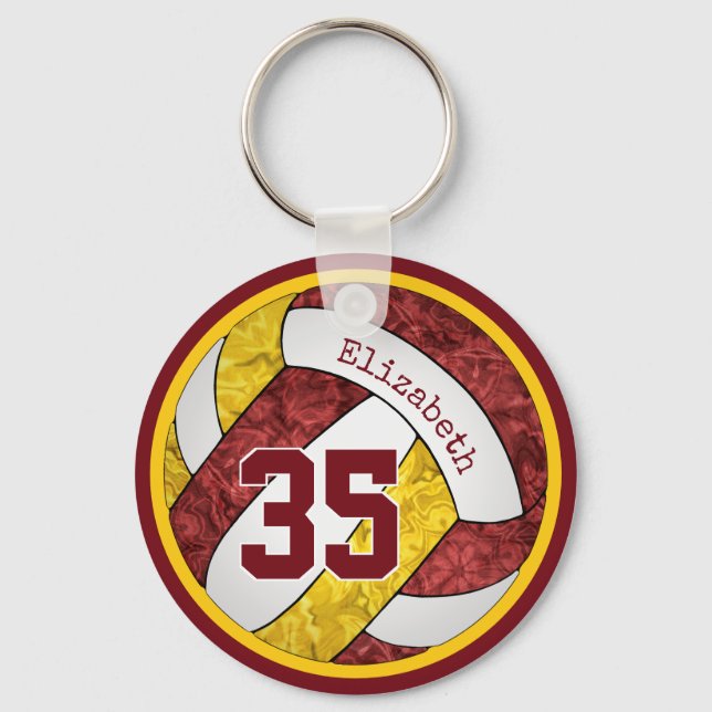 maroon gold girls volleyball custom team gifts keychain (Front)