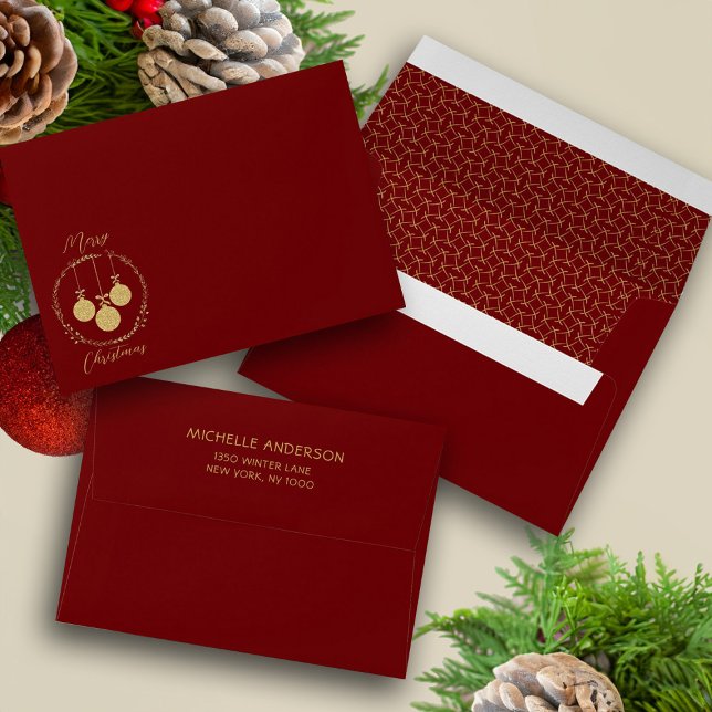 Maroon Gold Glitter Elegant Christmas Envelope (Maroon Gold Glitter Elegant Christmas Envelope)