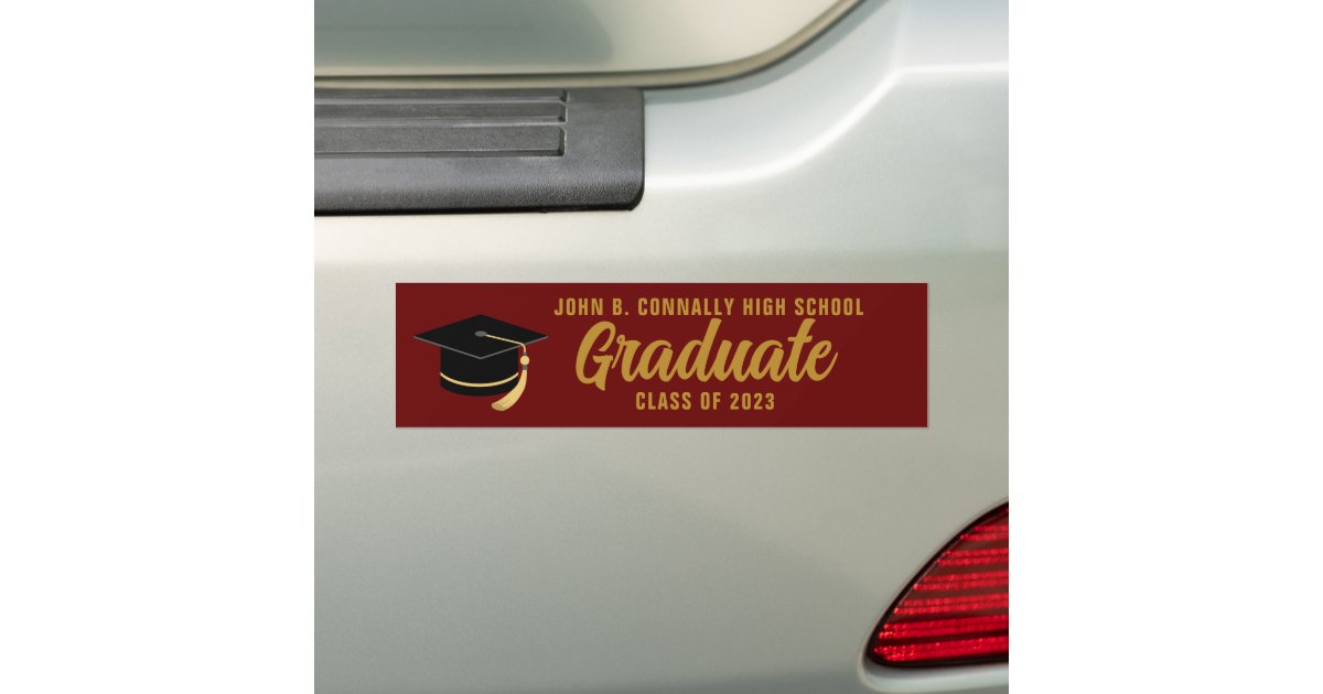 Maroon Gold Graduate Custom 2023 Graduation Bumper Sticker Zazzle