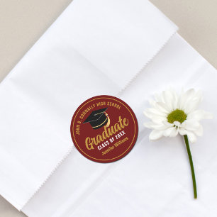 Maroon Gold Graduate Custom 2026 Graduation Classic Round Sticker