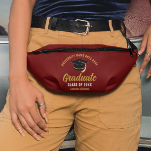 Maroon Gold Graduate Custom 2026 Graduation Fanny Pack