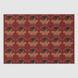 Maroon Gold Graduate Custom 2026 Graduation Party Tissue Paper