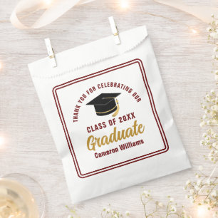 Maroon Gold Graduate Thank You Custom Party Favour Bag