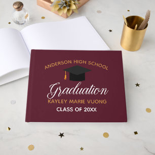 Maroon Gold Graduation Autograph Keepsake 2025 Guest Book