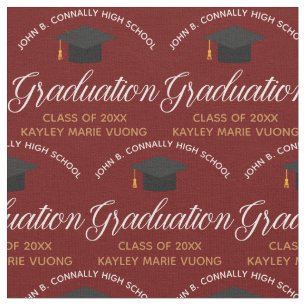 Maroon Gold Graduation Custom 2026 Graduate Fabric
